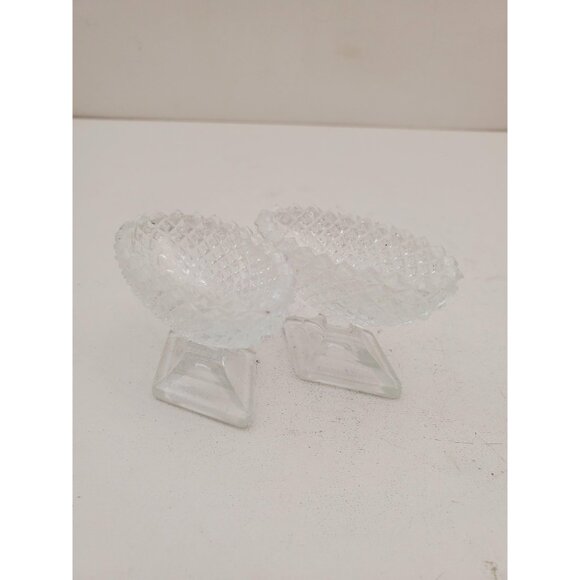 Oval pedestal open salt dips English hobnail pattern - Picture 6 of 10